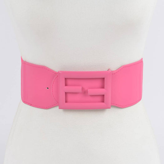 Colored Buckle Plus Size Elastic Belt