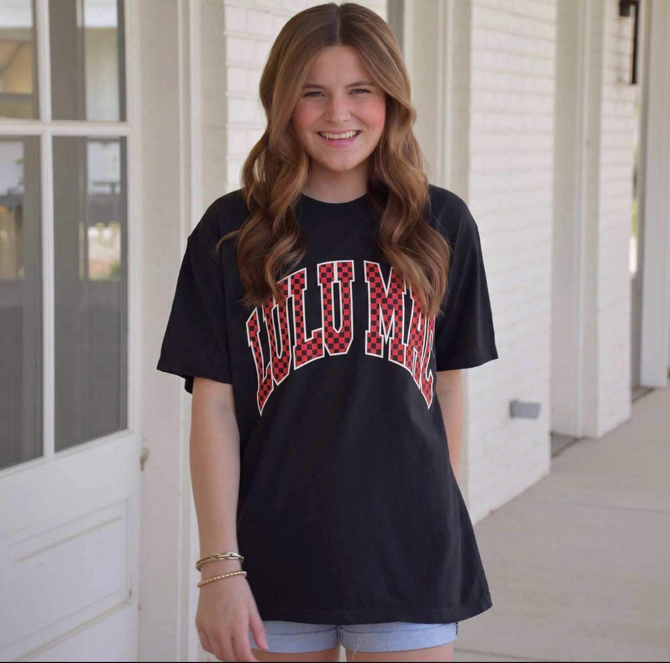 Lulu Mac Red/Black Checkered Tee