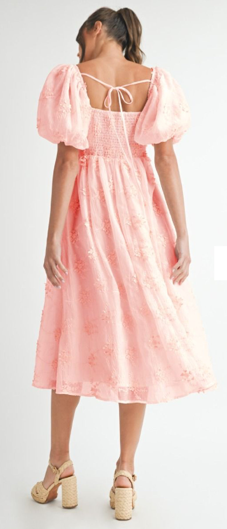 Embroidered Short Sleeve Midi Dress