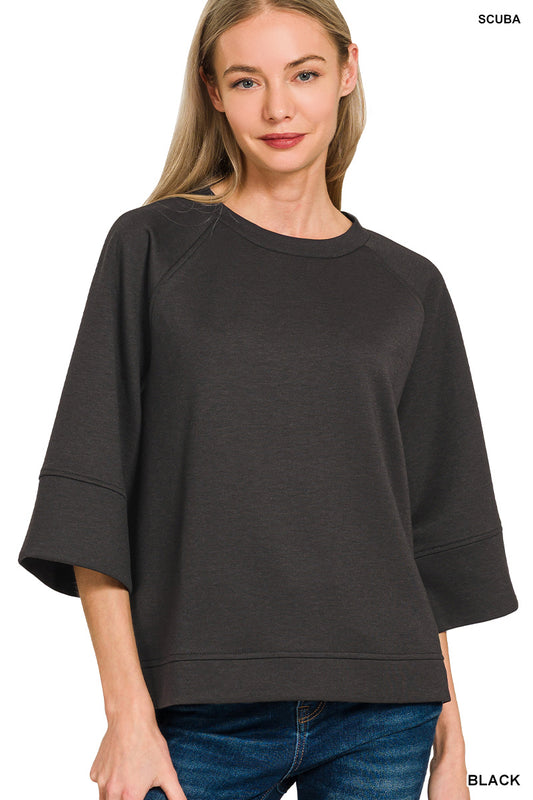 Zenana-SCUBA 3/4 SLEEVE PULLOVER