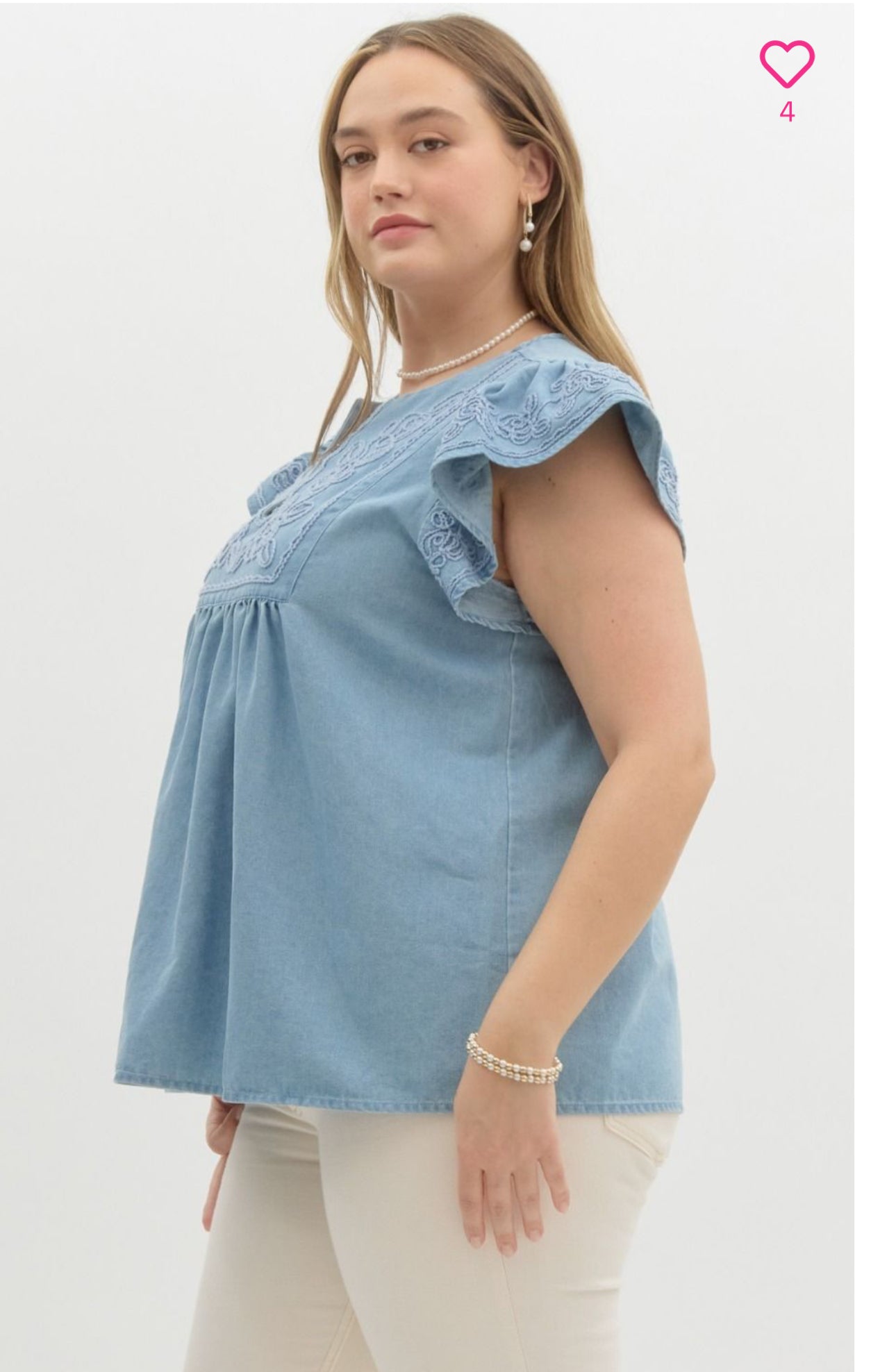 Appliqué Flutter Sleeve Top