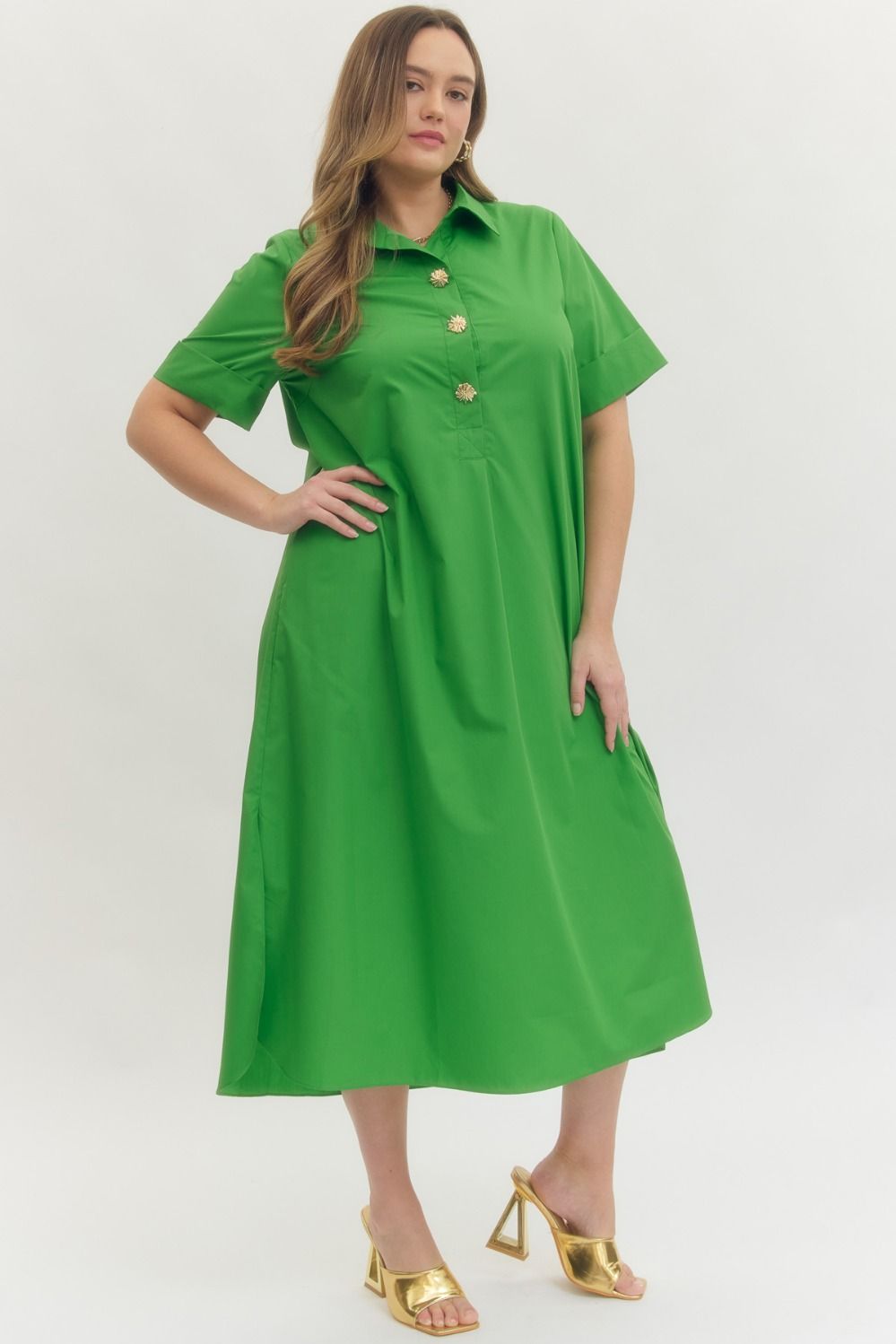 Plus Size Entro Solid Midi Dress