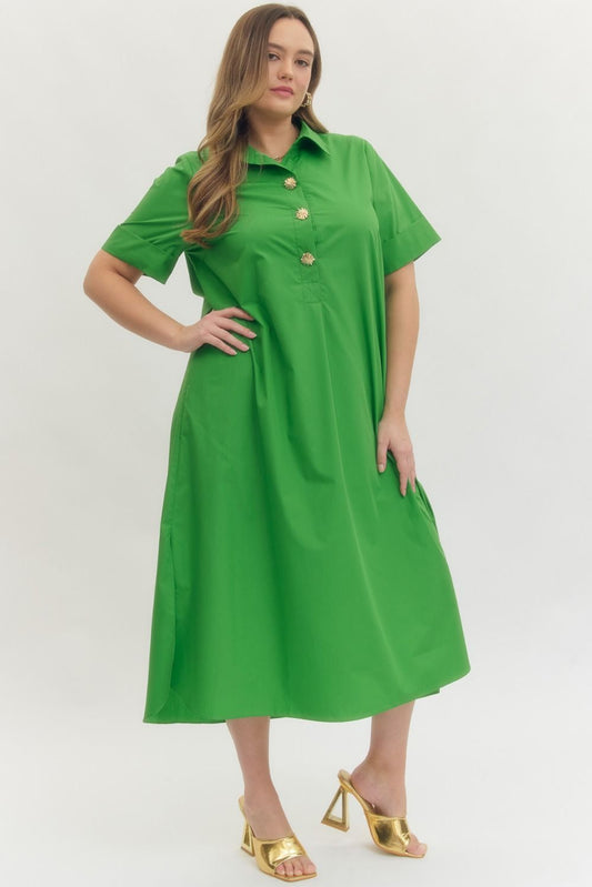 Plus Size Entro Solid Midi Dress