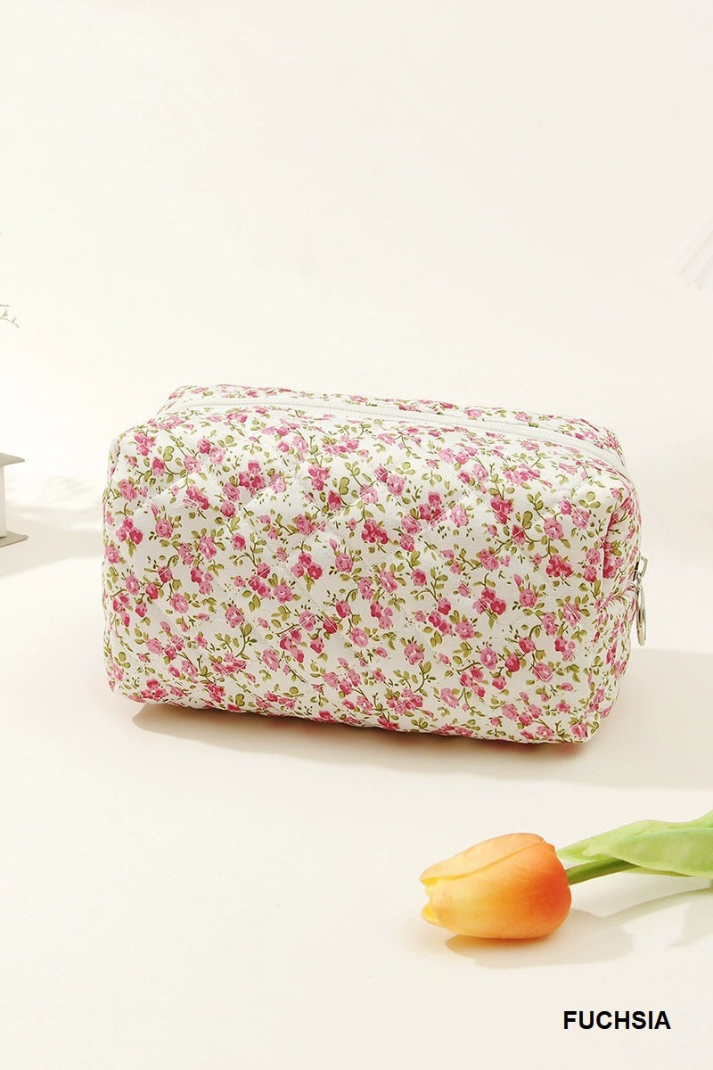 Zenana Quilted Floral Cosmetic Bag