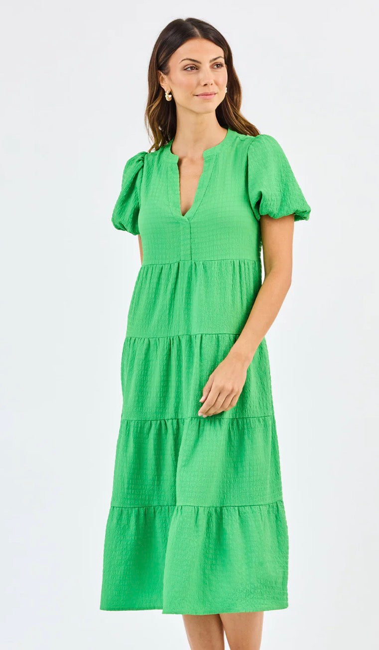 Mary Square  Solid Green Dress