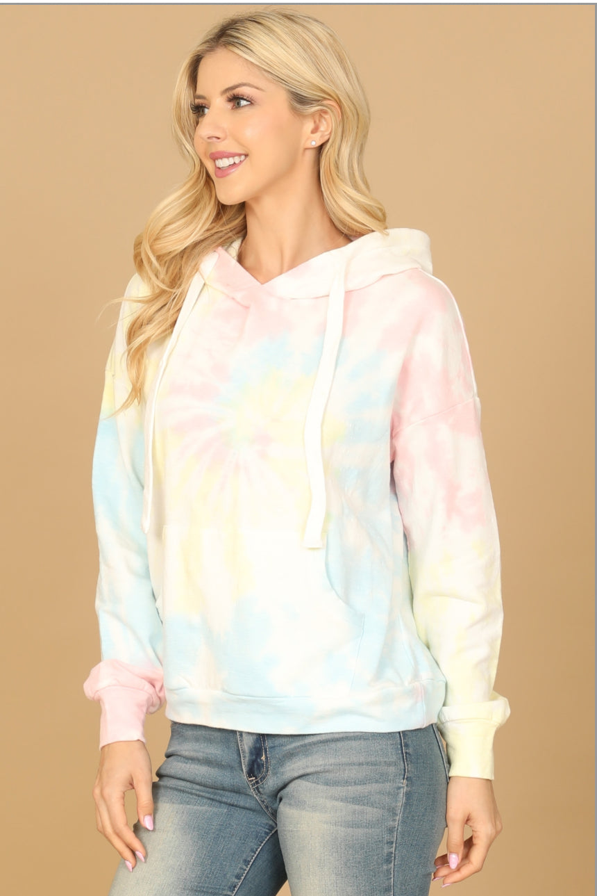 Rainbow Tie Dye Hoodie Sweater with Drawstring | Cozy & Stylish