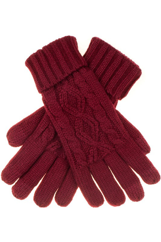 C.C Cable Knit Folded Gloves