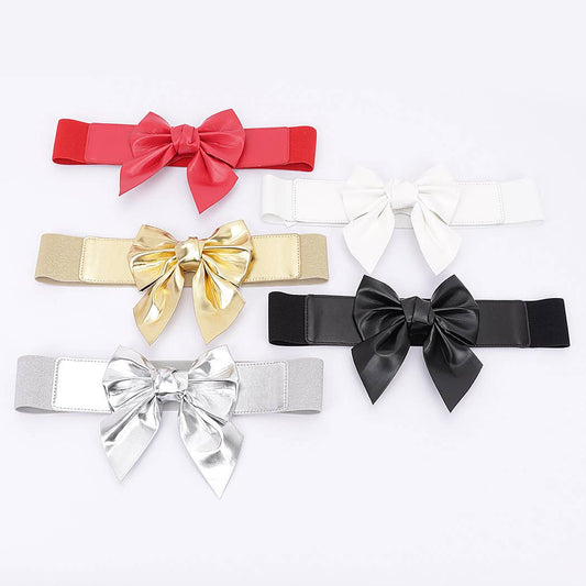 Faux Leather Ribbon Elastic Belt