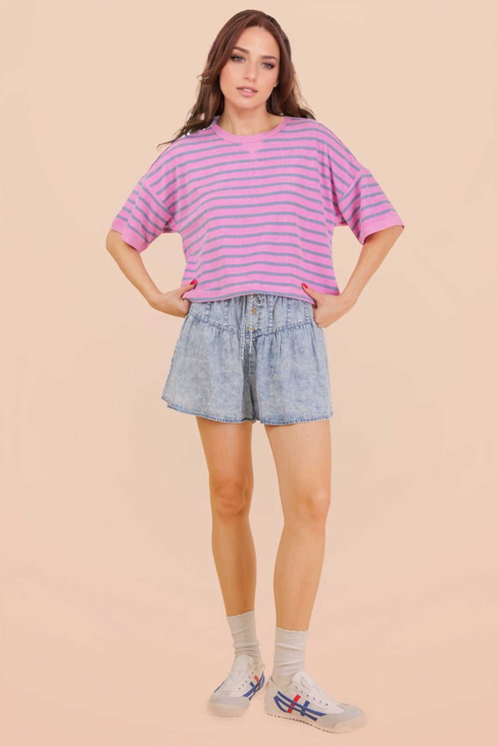 Purple Stripe Crop Top