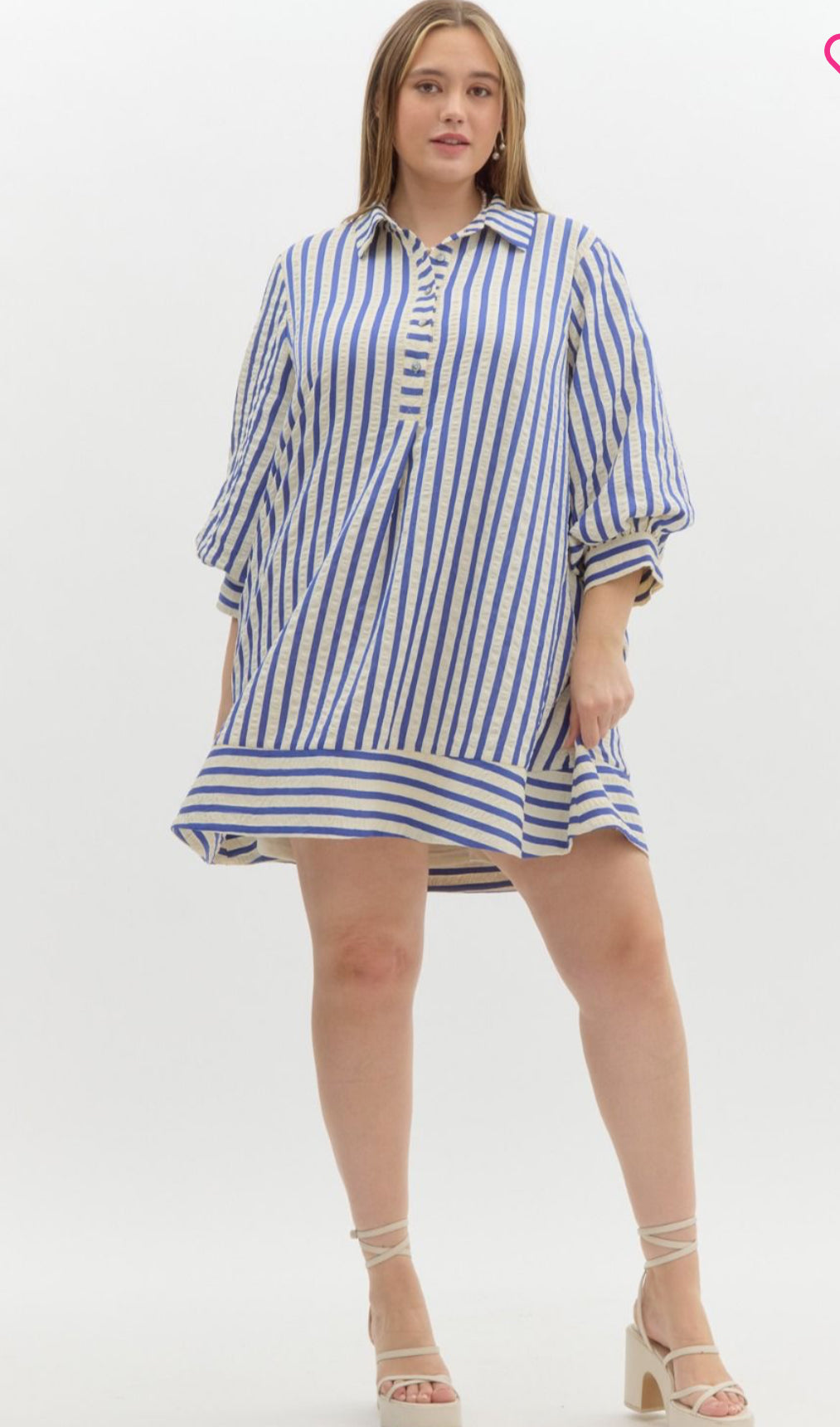 Striped Seersucker Mini Dress-Royal