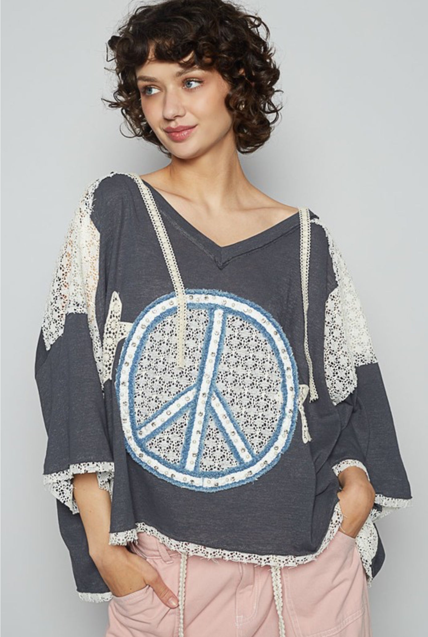 Oversized Peace Patch Top