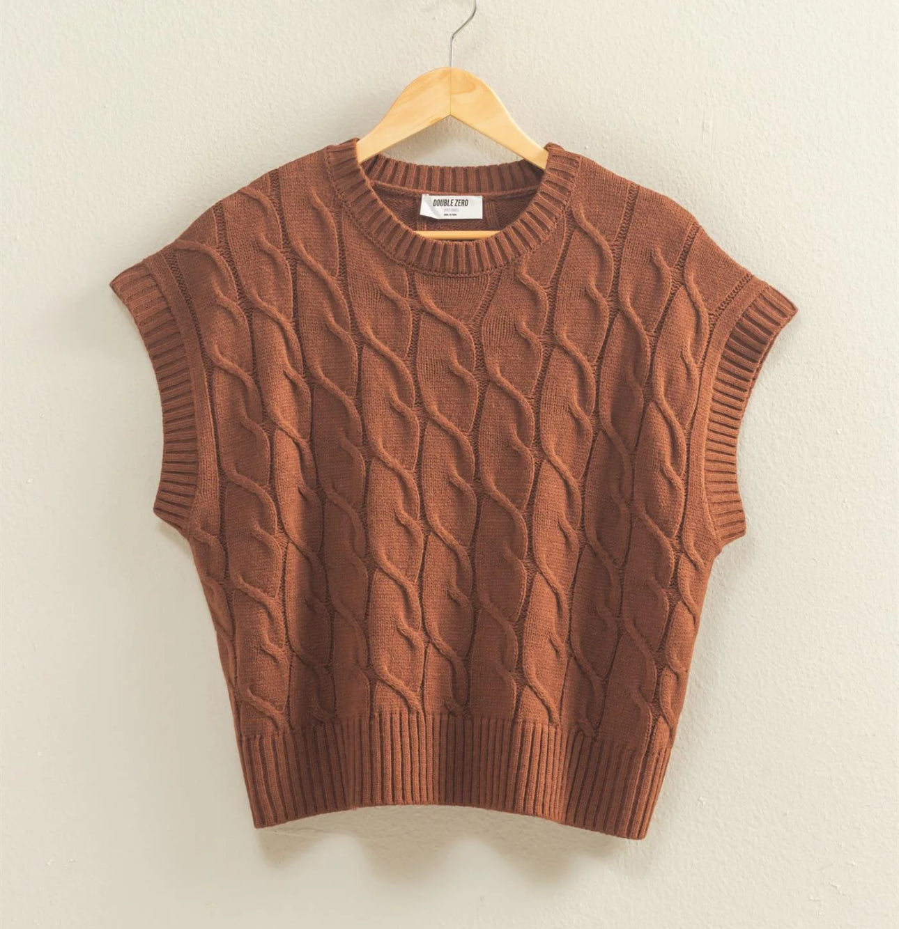 Sleeveless Oversized Cable Knit Sweater Vest