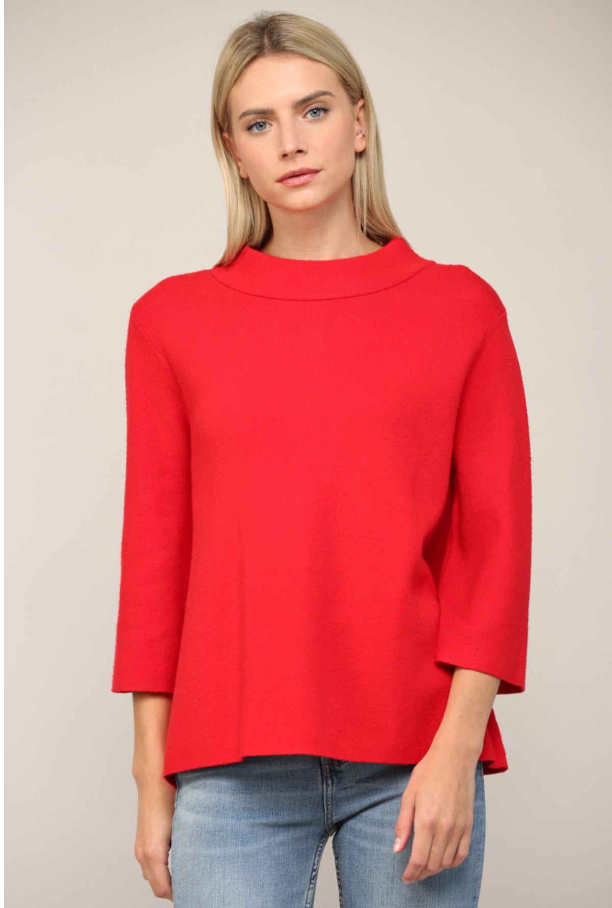 Mock Neck Pullover Bell Sleeve Sweater - Talk of the Town