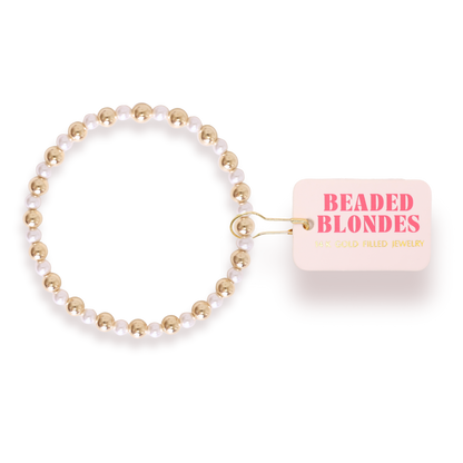 Anna Pearl Bracelet in Gold: Standard 6.75 Inch | Beaded Blondes