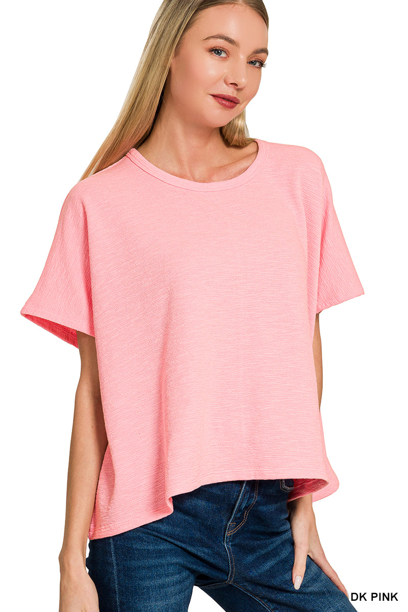 Zenana- COTTON SLUB OVERSIZE TEE