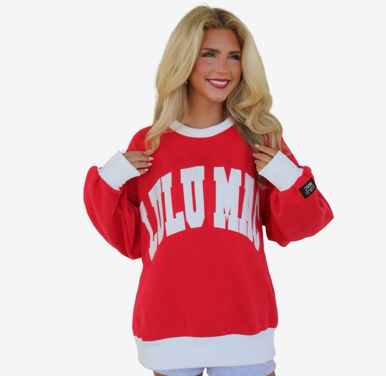 Lulu Mac Red/White Color-Block Sweatshirt