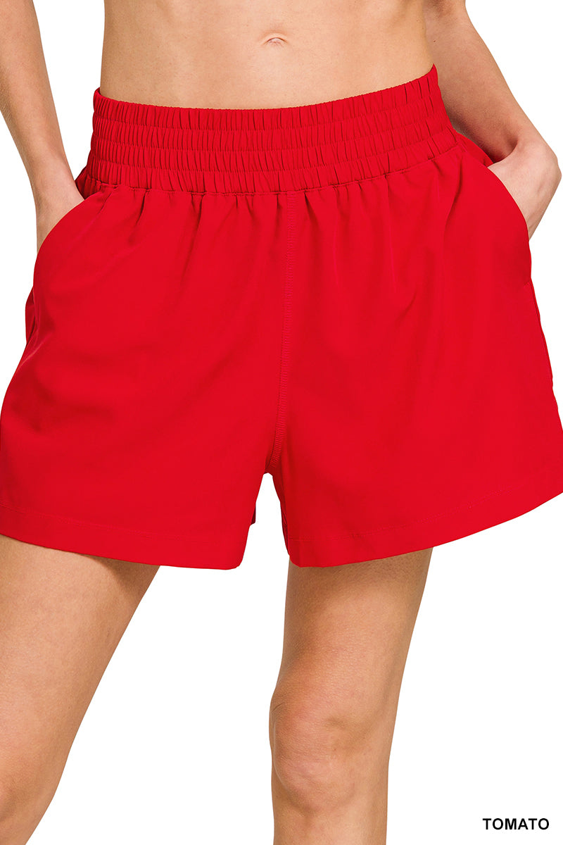 Zenana SOFT WOVEN LINED SHORTS WITH POCKET