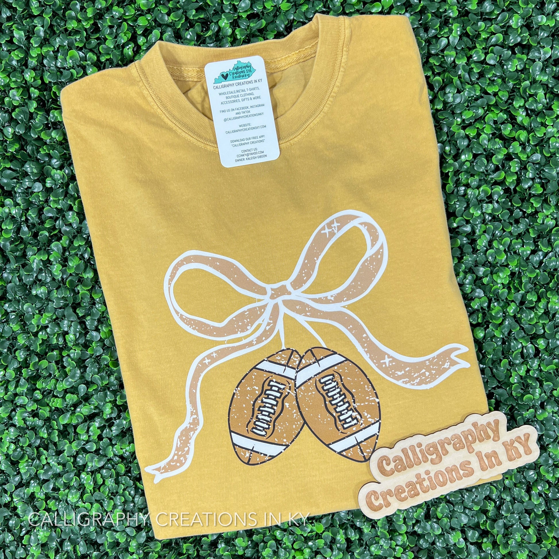 Mustard | Football Bow CC Tee - Talk of the Town