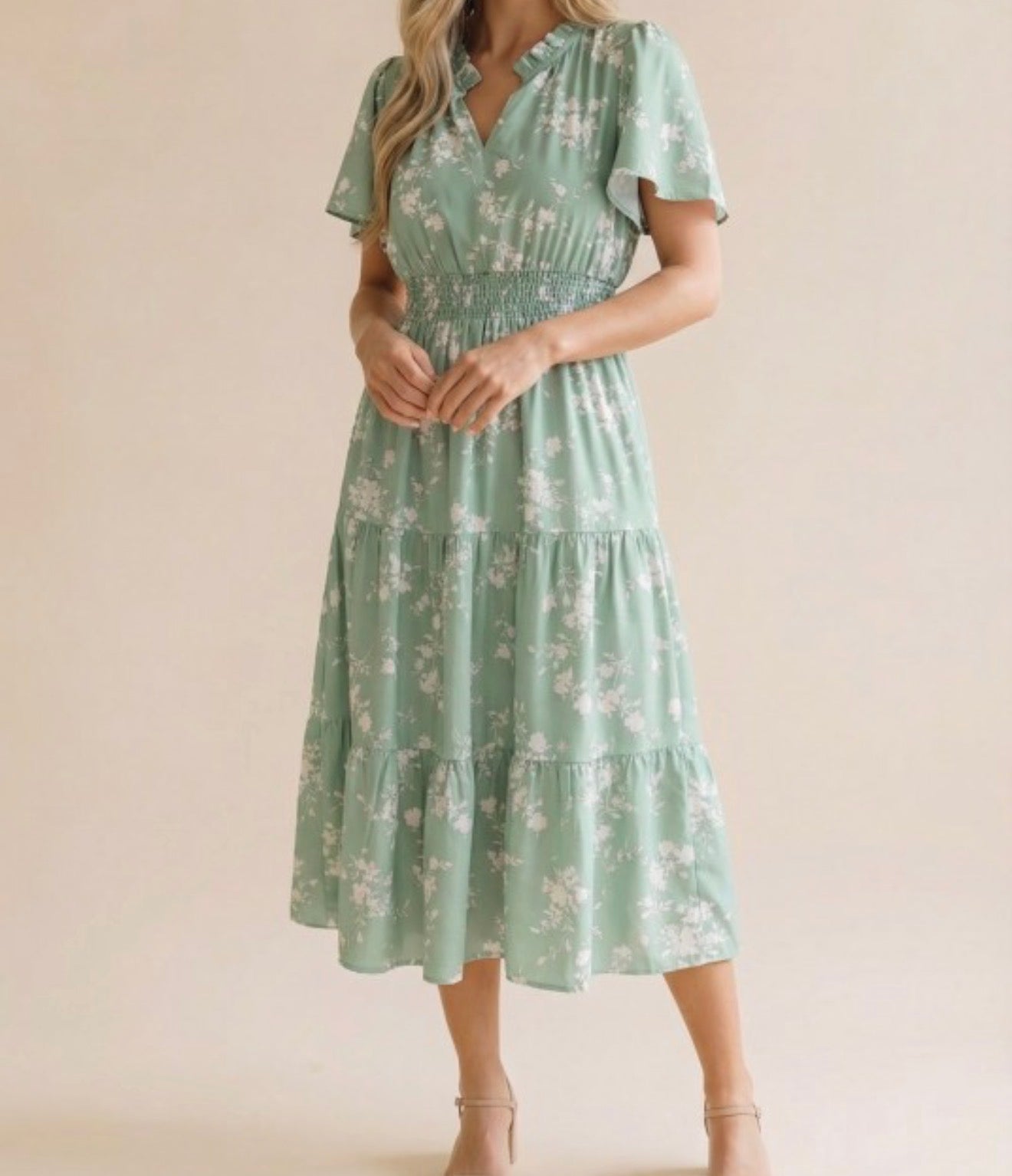 Sage Floral Dress