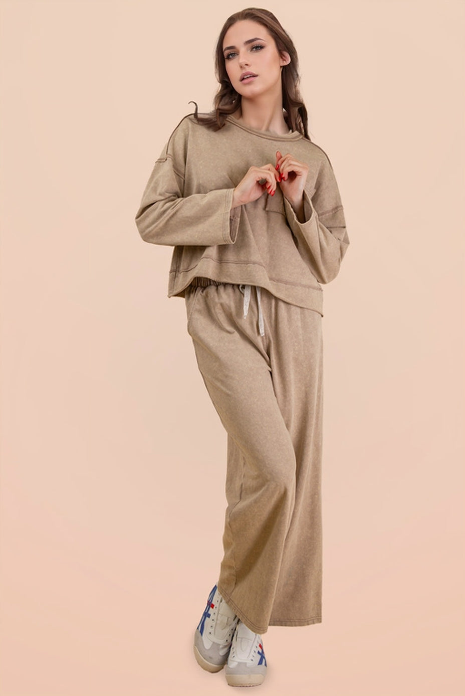Comfy wide leg lounge pants and oversized top set