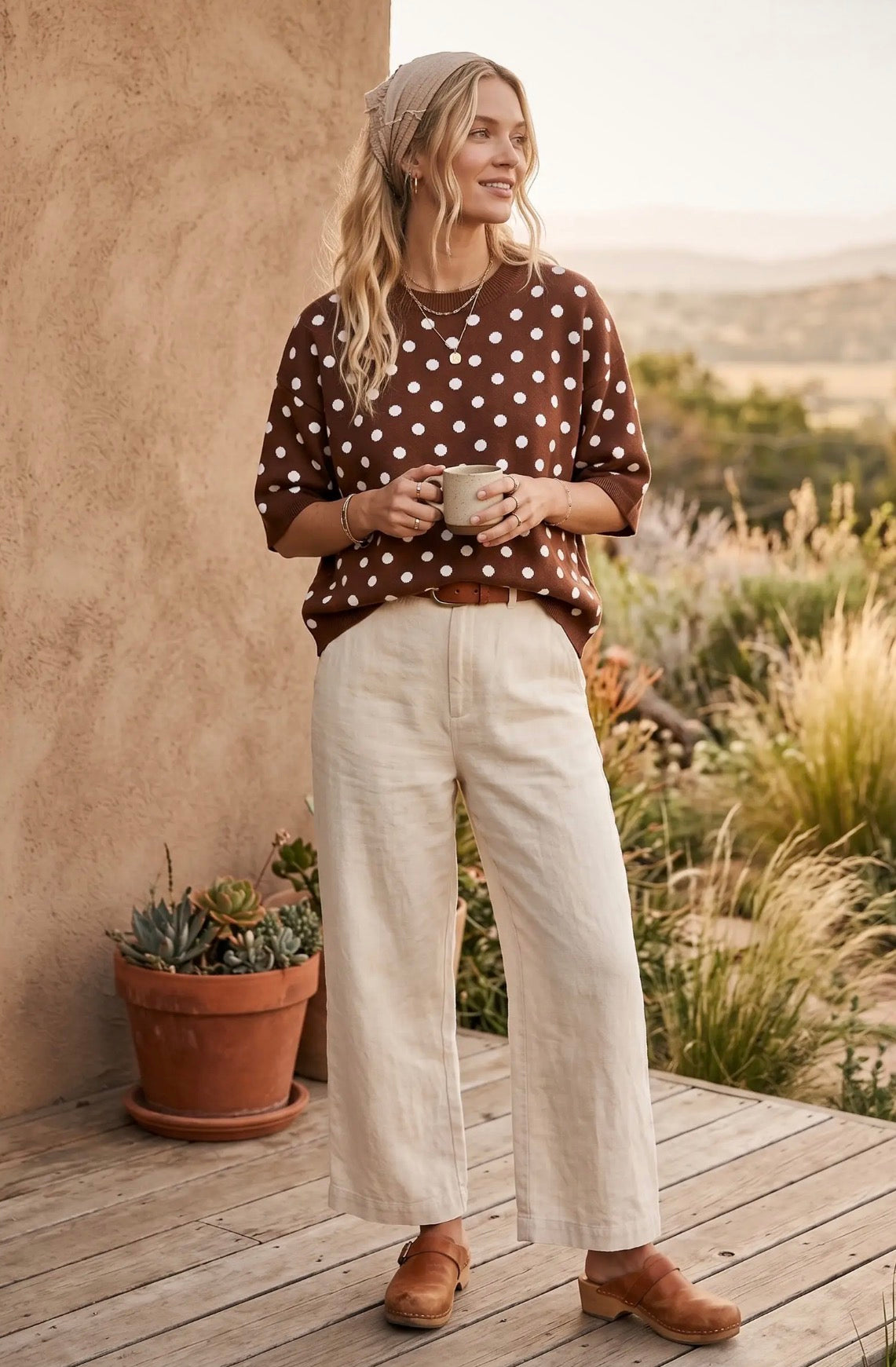 Mocha Dot Oversized Sweater