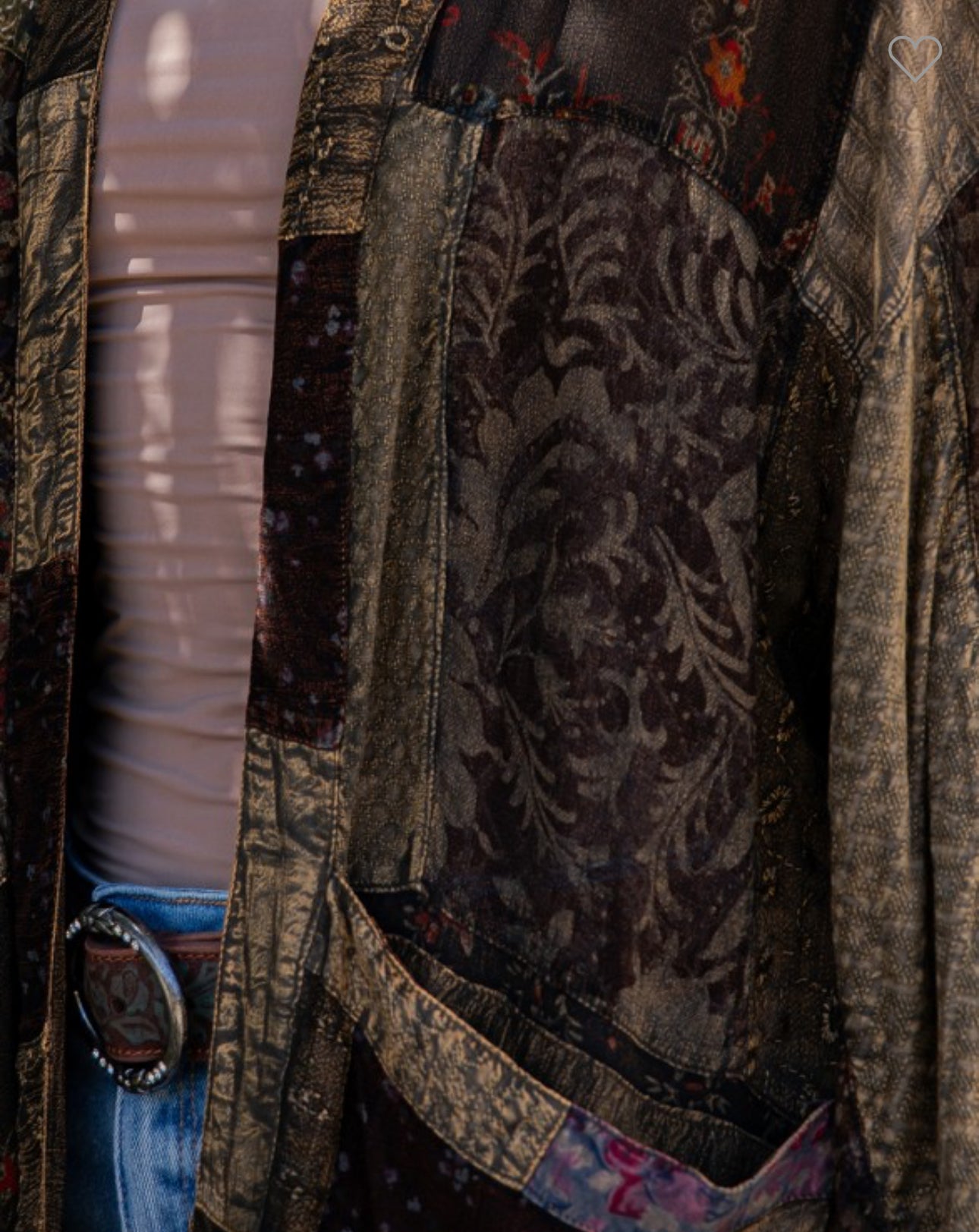 Western Patchwork Kimono Top – Georgette Cardigan