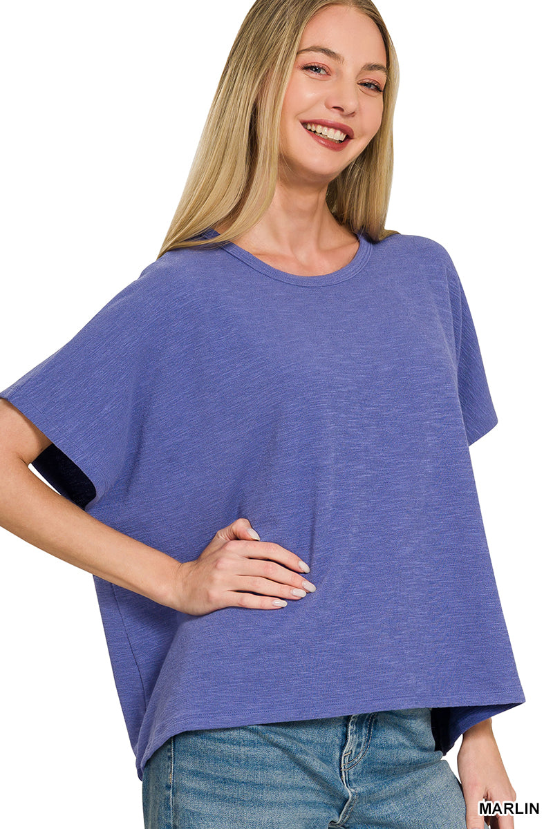 Zenana- COTTON SLUB OVERSIZE TEE