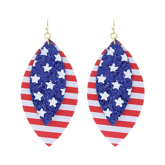 USA Glitter Teardrop Earrings