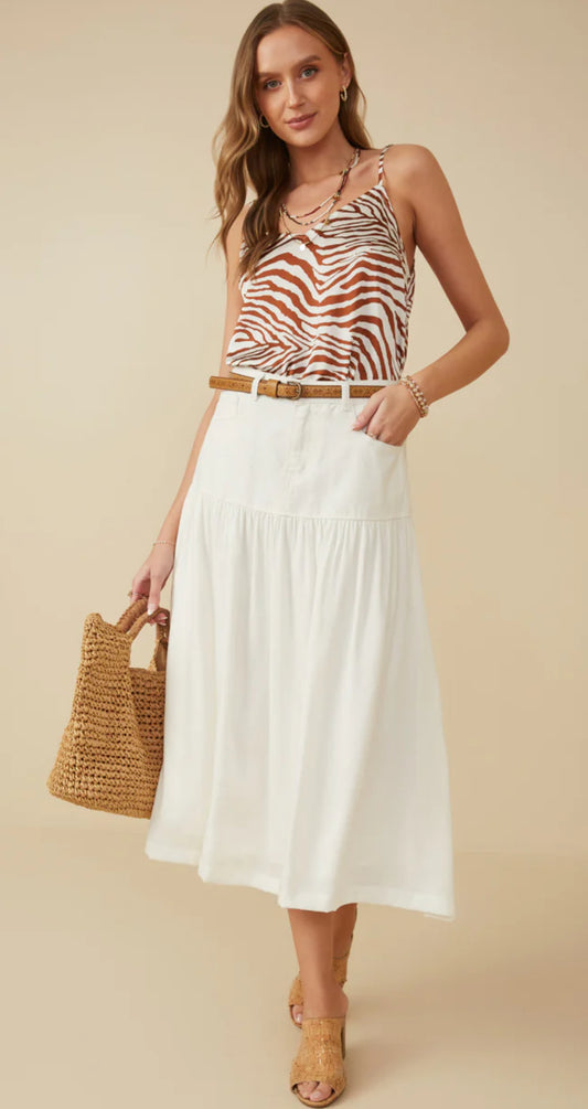 Womens White Midi Skirt