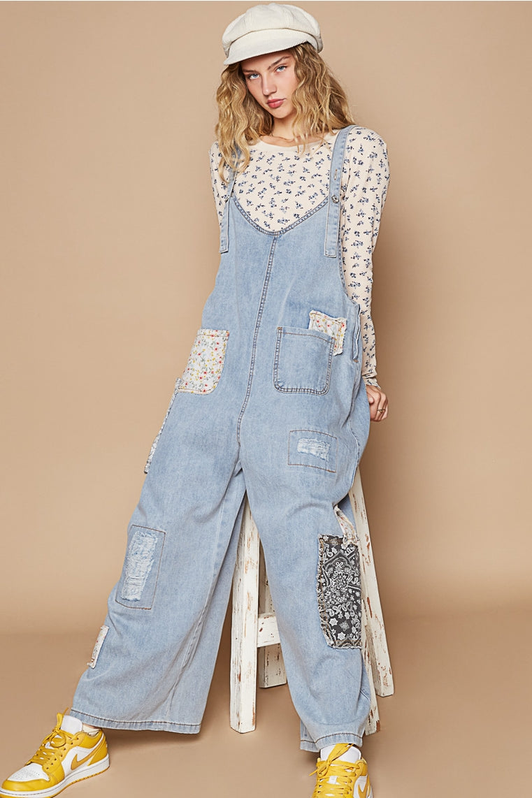 BB-Vintage Washed Denim Overalls