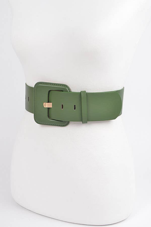 Faux Leather Wide Belt