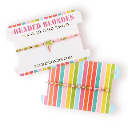 Palm Tree Bracelet on Color: Standard 6.75 inch | Beaded Blondes