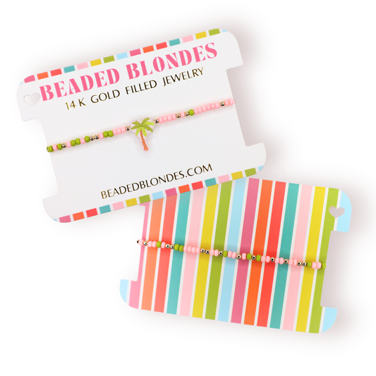 Palm Tree Bracelet on Color: Standard 6.75 inch | Beaded Blondes