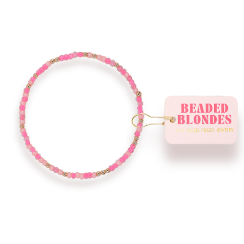Flamingo Sprinkle Bracelet: Standard 6.75 inch | Beaded Blondes