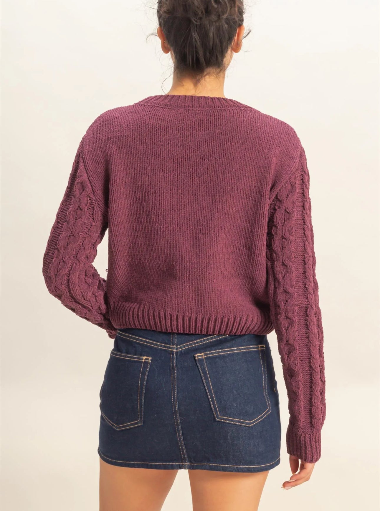 Cable Knit Cropped Sweater - Talk of the Town