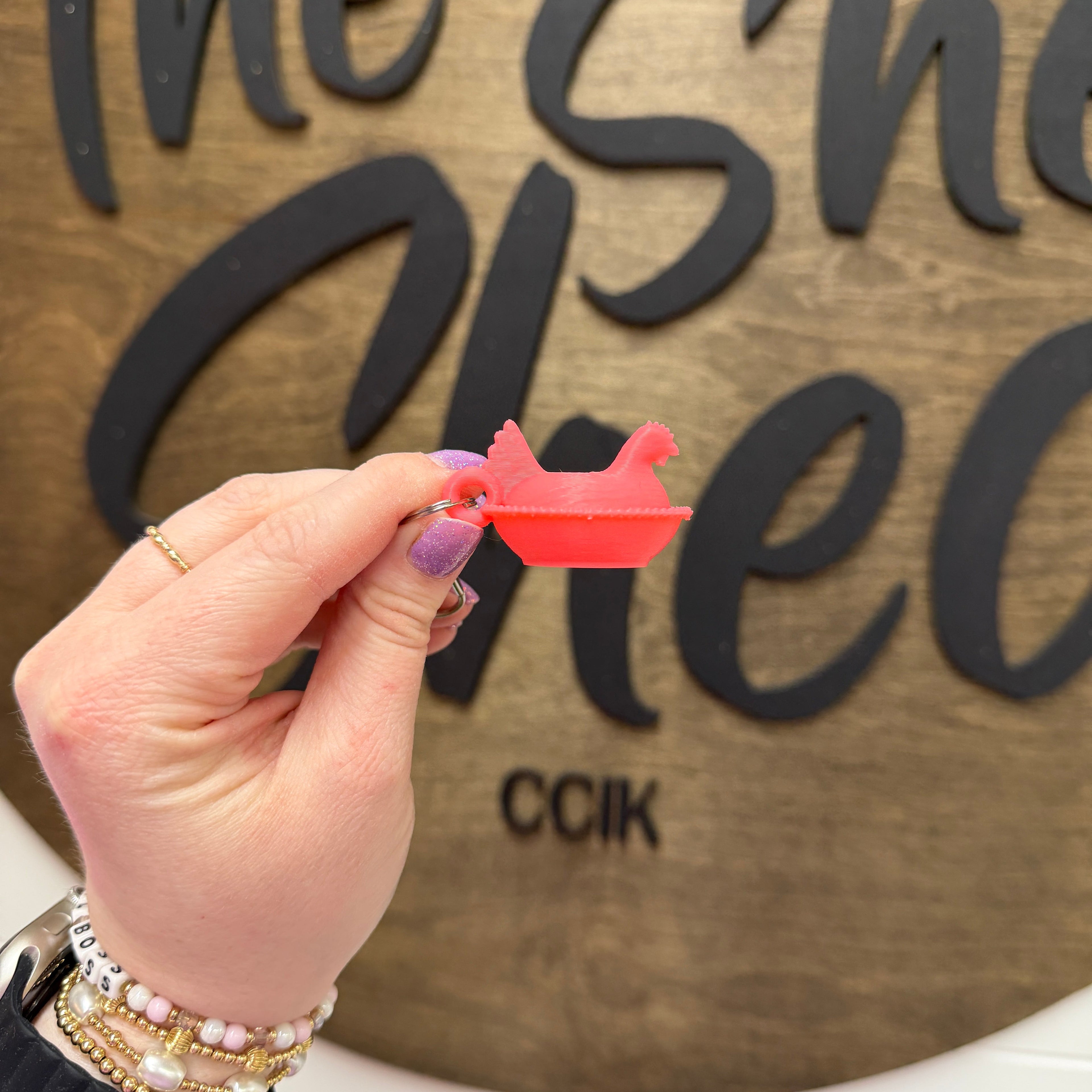 Neon Pink | Hen Keychain