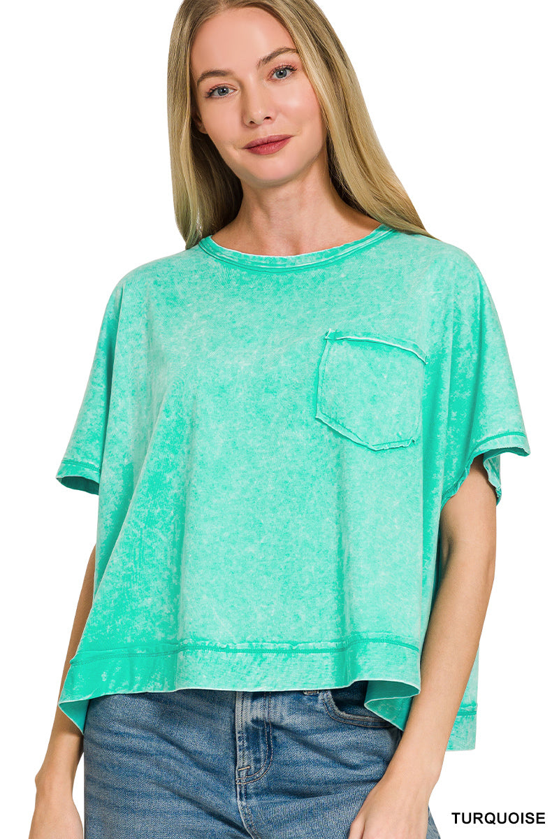 Zenana-ACID WASHED OVERSIZED TOP