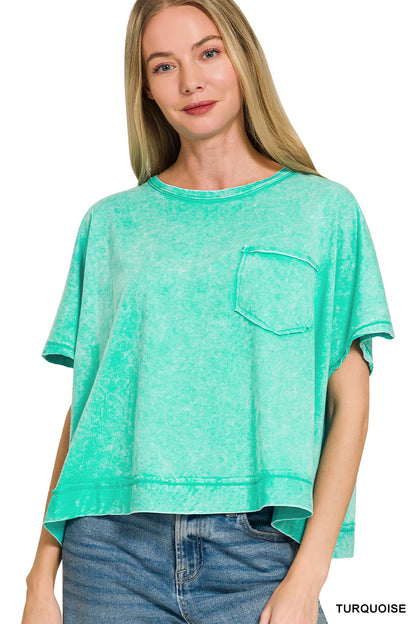 Zenana-ACID WASHED OVERSIZED TOP
