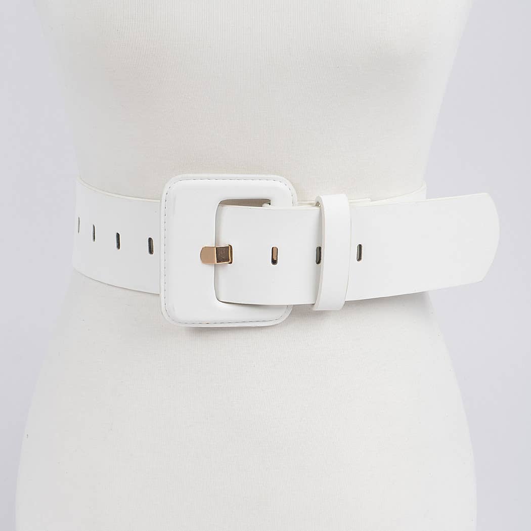 Faux Leather Wide Belt