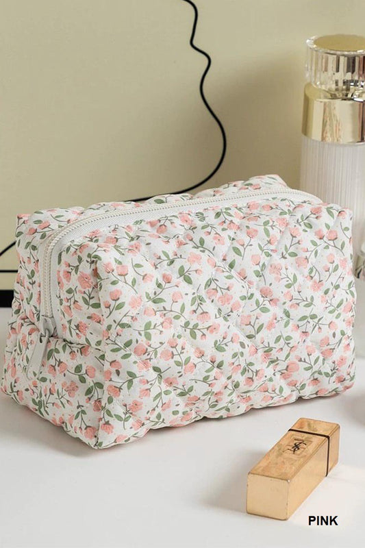 Zenana DITSY QUILTED FLORAL COSMETIC POUCH BAG
