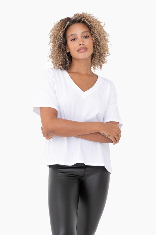 Pima Cotton Blend V-neck Tee