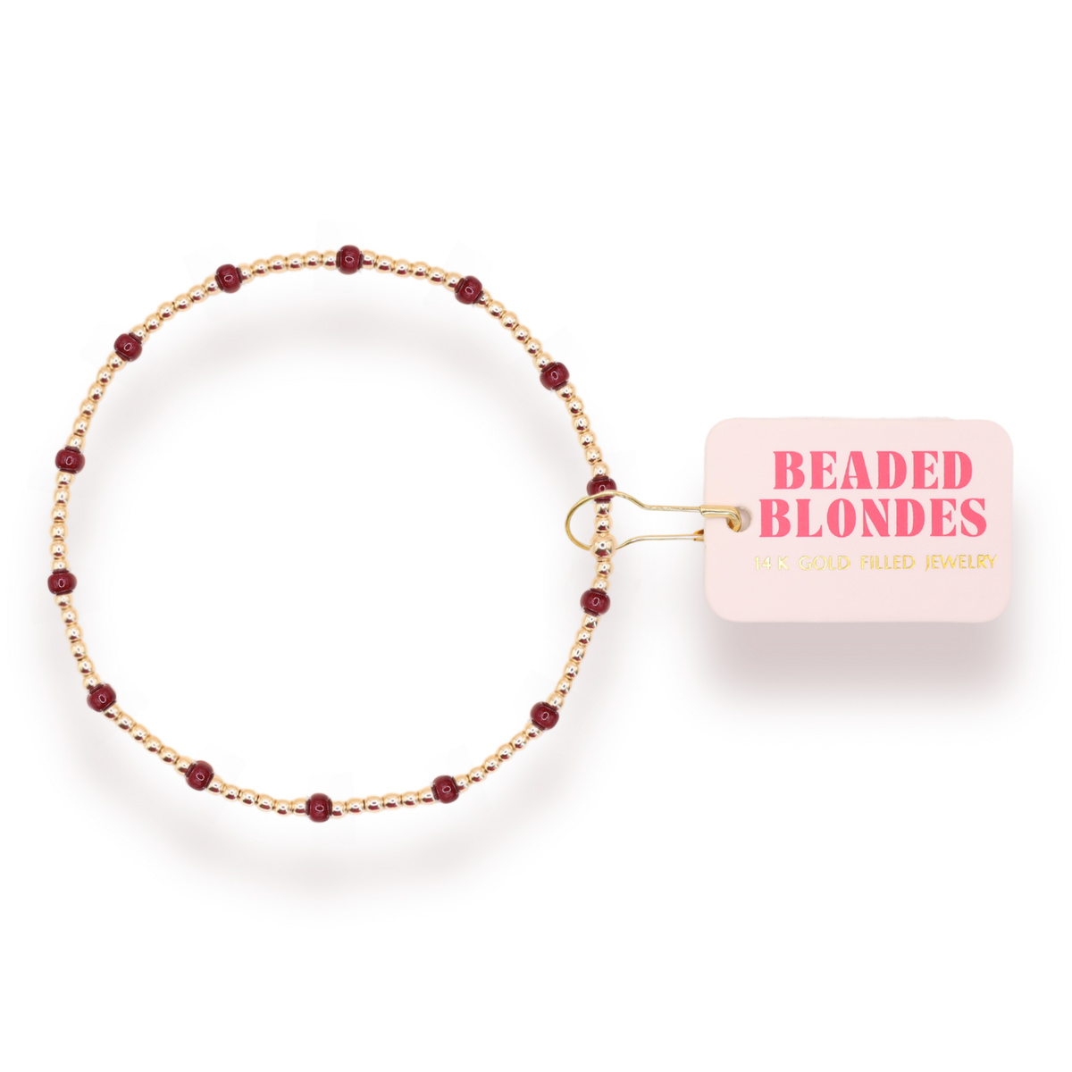 Maroon Dainty Poppi Bracelet: Gold / Standard 6.75 inch | Beaded Blondes