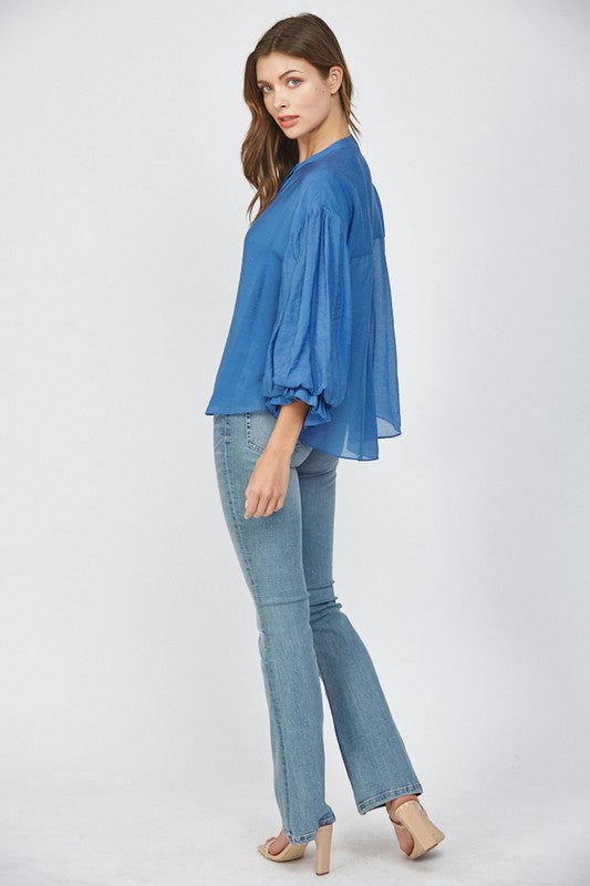 Puff Sleeve Button Down Shirt