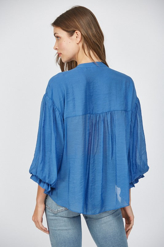 Puff Sleeve Button Down Shirt