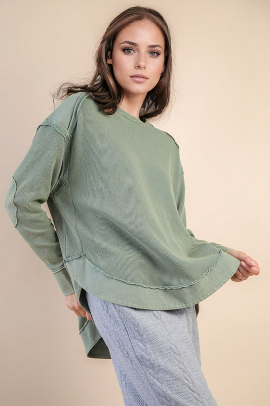 Oversized Mineral Washed Knit Top