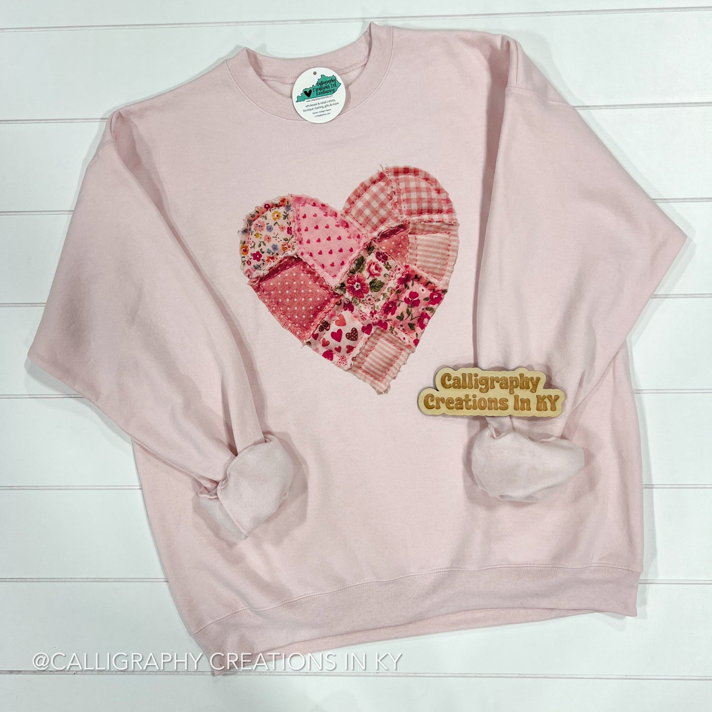 Faux Patchwork Heart Sweatshirt