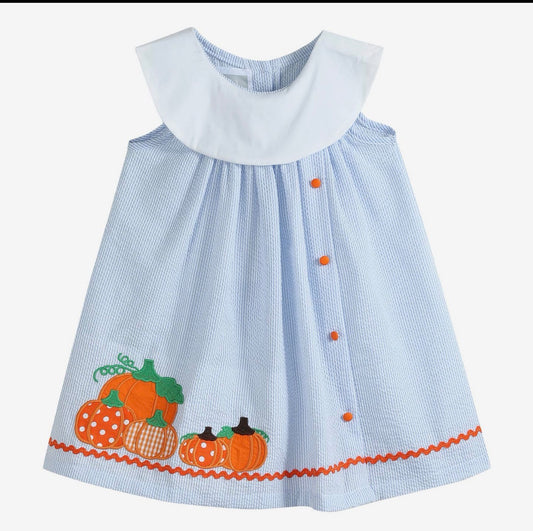 Pumpkin Parade Seersucker Dress