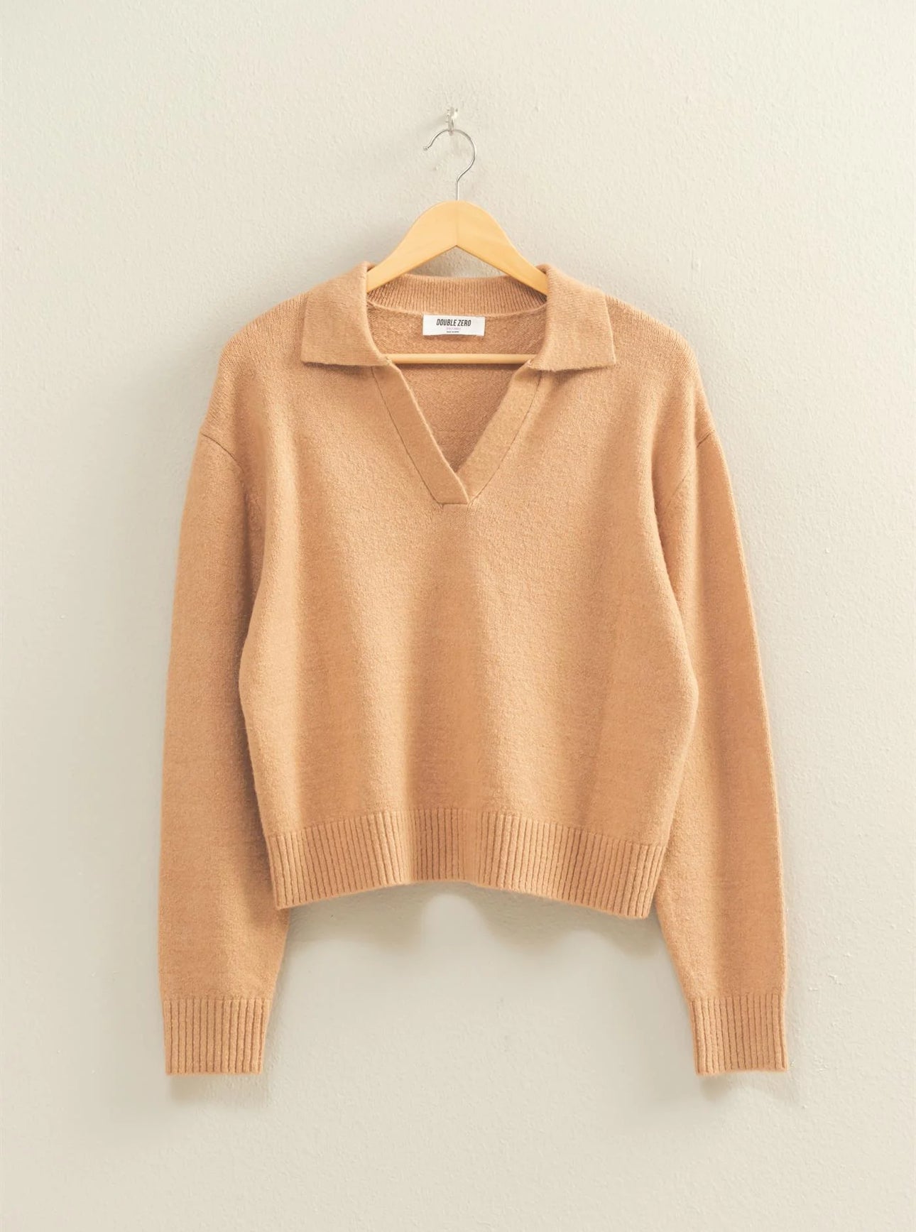 V-Neck Collared Knit Sweater