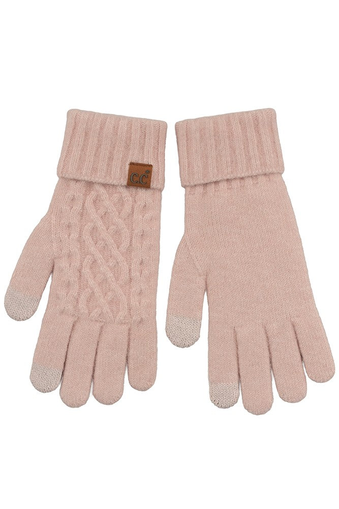 C.C Solid Cable Knit Winter Gloves