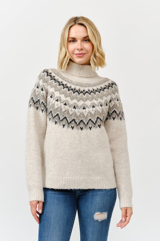 Turtle Neck Embellished Knit Sweater